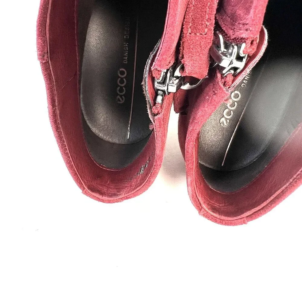 ECCO Women's Shape Western Ankle Boot Hydromax Fashion Syrah Suede EU40 US9-9.5